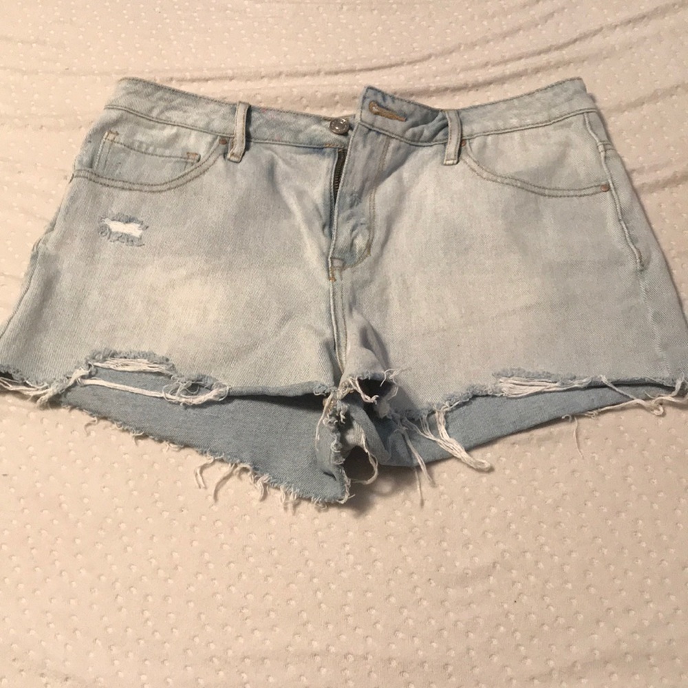 High rise denim shorts